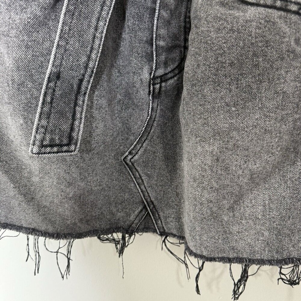 We The Free Black Denim Mini Skirt Jean Short Fringe Punk Sz 27 - Picture 8 of 9
